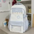 Korean sweet style star color-blocked student school backpack casual daily light blue variant - Backpack (Without Pendant) / Blue