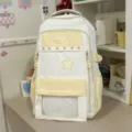 Sweet Korean style pastel star school backpack dual tone student ita bag with front clear window - Backpack (Without Pendant) / Yellow