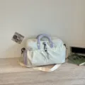 Korean multi-purpose travel duffel bag with dry wet separation and shoe compartment for gym school. - Off White