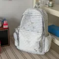 Sac à dos à carreaux et pois style coréen cartable frais pour étudiants et école. - Gris (Sans Charme)