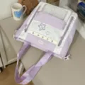 Sweet star dopamine ita bag pastel purple white clear window daily use student backpack - Tote Bag (No Accessory) / Purple
