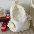 Sac à dos mignon à carreaux et pois de style coréen pour les étudiants sur le campus - Jaune (Sans Pendentif)