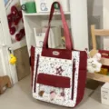 Korean sweet star dopamine itabag stylish colorblock transparent window student backpack - Tote Bag (With Accessory) / Red