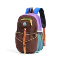 Mochila casual colorblock estilo coreano, mochila de senderismo ligera al aire libre. - L / Marrón