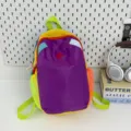 Mochila casual colorida con bloque de color dopamina escolar elegante de viaje - L / Púrpura