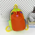 Mochila color-block dopamina bolso escolar casual viaje al aire libre colorido ideal - L / Naranja