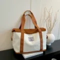 Sweet star print gym bag, large capacity expandable tote travel duffel bag in brown variant. - Brown and White