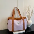 Sac de voyage fourre-tout grand format imprimé étoiles style doux pour femmes et filles. - Marron et Violet