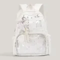 White star print transparent front backpack casual student school bag daily daypack - Basic Style (No Ornaments) / White