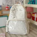 White star pattern transparent itabag backpack for DIY badges and daily cute student outings. - No Pendant / White