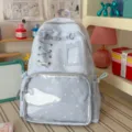 Light blue star transparent ita backpack cute DIY doll school bag for daily travel. - No Pendant / Blue