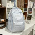 Milk blue star print backpack Korean ins style student school bag casual daypack for girls - Single Backpack / Blue
