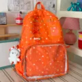 Orange star print ita backpack clear display window cute school bag for anime fans daily use - With Cat Pendant / Orange