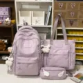 Lila Sternenprint Schulranzen Rucksack Tote Bag Federmaeppchen Set fuer Schueler und Freizeit - Einzelne Umhängetasche / Lila