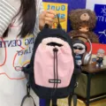 Mochila pequeña con cordón color-block dopamina coreana juventud lindo estudiante exterior - Sin colgante / Rosa