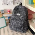 Japanese sweet style starry tie-dye backpack for junior high school students daily wear - Backpack Only (Without Pendant) / Black