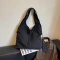 Borsa tote casual nera in nylon con piccolo marsupio, borsa a tracolla versatile quotidiana - Nero