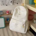 Creamy white star print backpack, Japanese sweet girl style tie-dye school bag daily use. - Backpack Only (Without Pendant) / Yellow