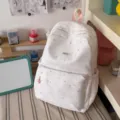 Kawaii sweet style milk white star printed school backpack for teen girls casual daily use - Backpack Only (Without Pendant) / Pink