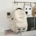 Κορεατικό μινιμαλιστικό σακίδιο πλάτης για φοιτητές, μοντένα σχολική τσάντα μπεζ - Backpack / Χωρίς μενταγιόν / Λευκό