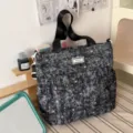 Japanese style sweet star printed canvas shoulder bag for women daily casual tote bag - Shoulder Bag Only / Black