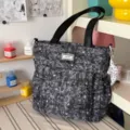 Black Star Print Tie-Dye Canvas Tote Bag Casual Daily Shoulder Bag for Women and Girls - Single Shoulder Bag (With Pendant) / Black