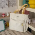 Japanese style sweet star print canvas shoulder bag casual tote handbag for daily use. - Single Shoulder Bag (With Pendant) / Yellow