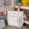 Japanese sweet style milk white star print canvas tote bag, cute shoulder bag for daily shopping. - Single Shoulder Bag (With Pendant) / Pink