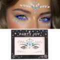 Detailansicht von Festival Gesichtssteinen und Kristall Strass Aufklebern für Party. - Blau-Weißer Stern Strass-Stil (HF-174)