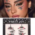 Face rhinestone stickers for party makeup, shimmering black and red face gems for festival. - Black And Red Rhinestone Style (HF-170)