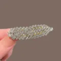 Sparkling rhinestone feather hair clip, elegant gold BB clip for side bangs and chic style. - Gold Full Drill Leaf BB Clip