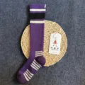 Merino wool knee high striped socks vintage prep style slouch warm ski outdoor sports women sock - 36-41 / Purple Striped