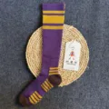 Merino wool knee high striped socks vintage style winter warm outdoor sports women socks - 36-41 / Purple and Yellow Striped