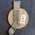 Grey merino wool knee high striped socks vintage style preppy warm outdoor sports tube socks - 36-41 / Grey and Beige Striped