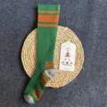 Knee-high merino wool striped long socks, vintage college style winter warm tube stockings for women. - 36-41 / Green and Orange Striped