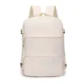 Minimalist beige casual backpack, durable fabric, multiple storage compartments and straps. - Off White