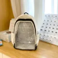 Ιαπωνικό στυλ ins διαφανές σακίδιο ita από PVC για γυναίκες, χαριτωμένη σχολική τσάντα. - Μαύρο