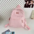 Solid pink backpack for school and travel, lightweight casual daypack for teen girls and students - Pink Small