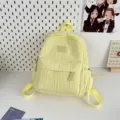 Solid color lightweight backpack for women girls, casual cute small school bag for daily travel. - Yellow Small