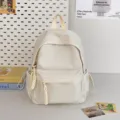 Minimalist casual student backpack versatile solid color mini school bag for daily use - White Small