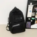 Vintage casual student backpack large capacity book bag for school daily use black color - 8875#Black
