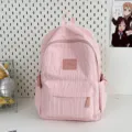 Pink pleated cute school bookbag for teen girls and college students light travel backpack - Pink Large