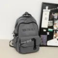 Casual grey college style backpack with large capacity, perfect for students daily use. - 8875#Gray
