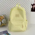 Solid color lightweight casual backpack for women and students in bright yellow fashion style. - Yellow Large