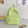 Light green minimalist mini backpack, casual versatile student school bag with cute pendant. - Green Small