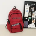 Vintage retro casual college style canvas backpack large capacity school bag for students - 8875#Red