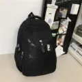 Classic black campus backpack large capacity student school bag casual daily book bag - 8879#Black
