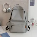 Minimalist Large Capacity Solid Grey School Backpack Japanese Style Daily Casual Bag For Students - Gray