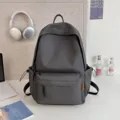 Minimalist solid color large capacity student backpack, casual school bag for men and women. - Dark Gray