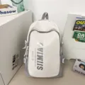 Large capacity student backpack, casual white and grey school bag for daily commute and school use. - Gray